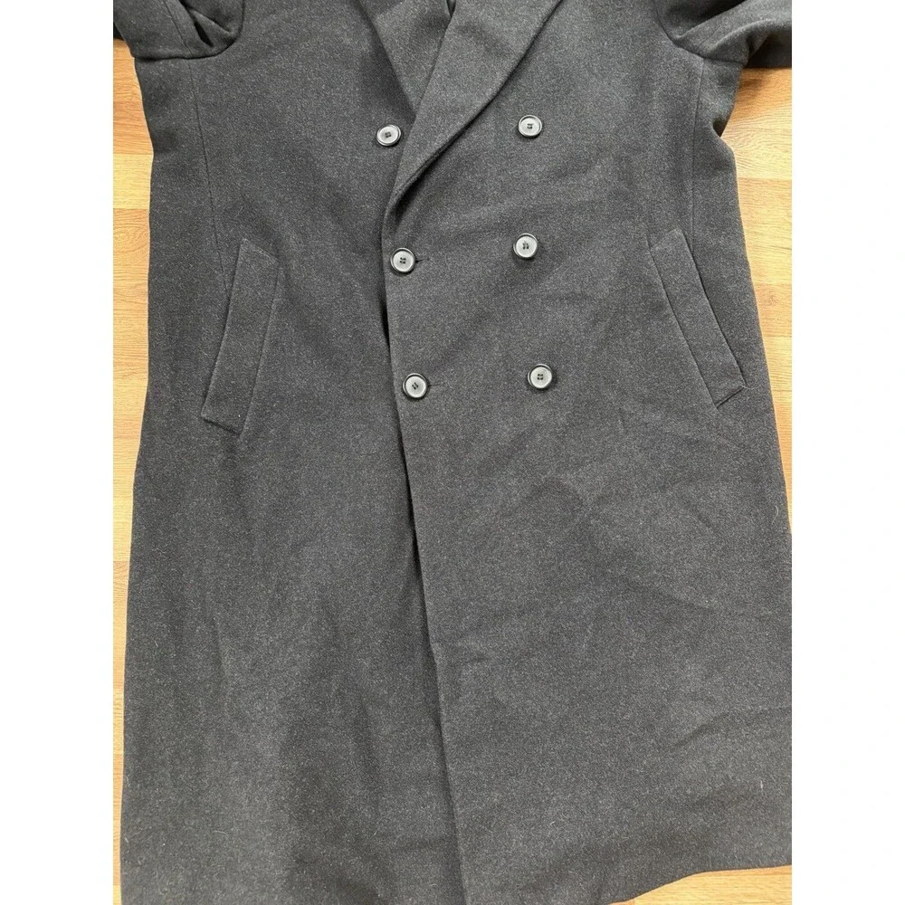 London Fog Men’s Wool Cashmere Blend Black Double Breasted Overcoat 46R